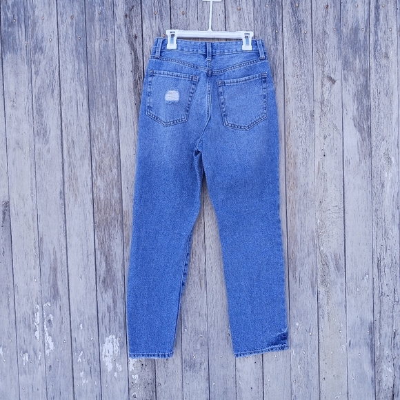 JBD JUST BLACK DENIM Dani Retro Straight Leg Jeans Womens Sz 24 Distressed - Picture 6 of 7